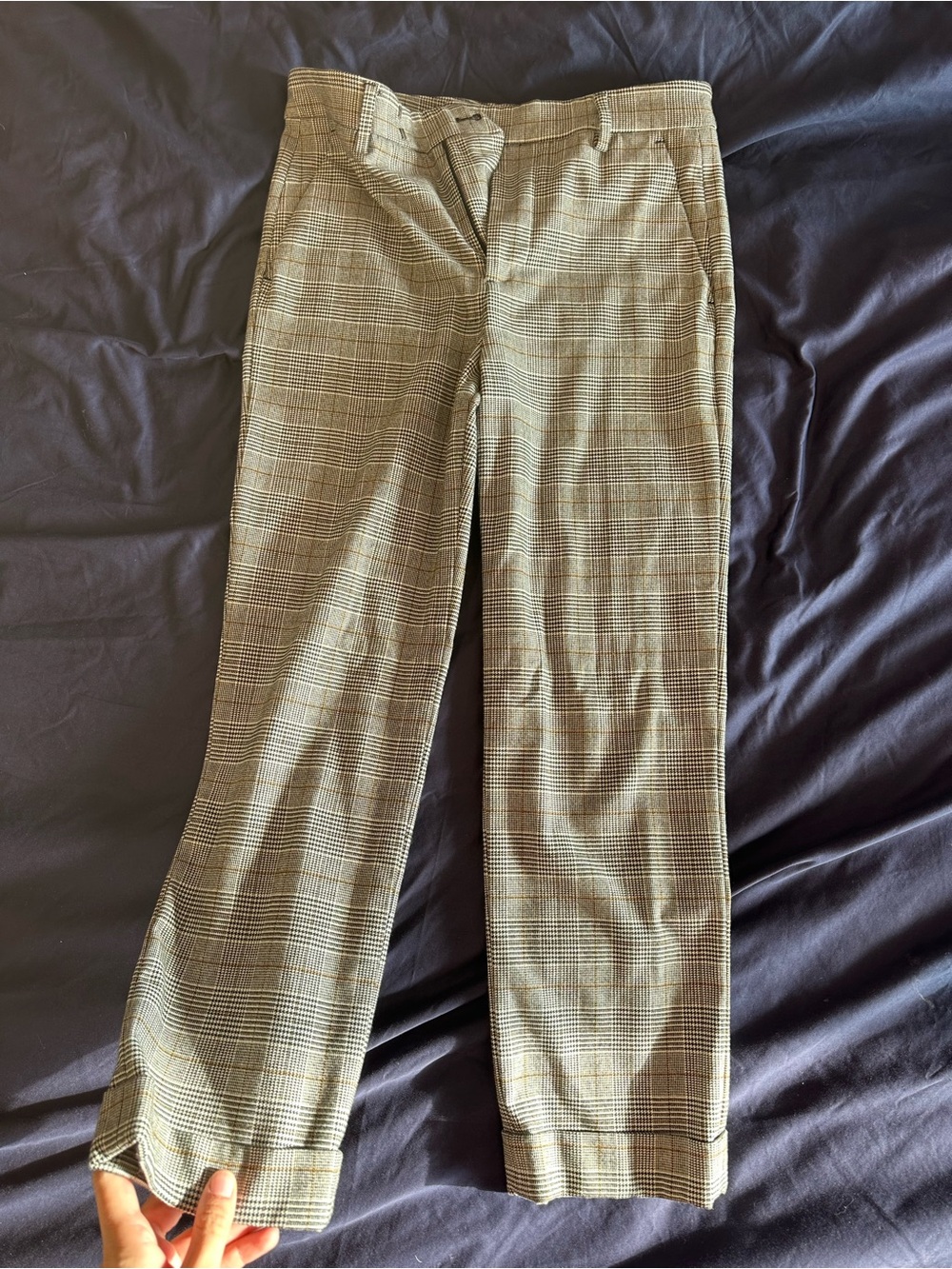 Zara Woman Glen Plaid Cropped Cuffed Trousers Size 4 (EUR 36)